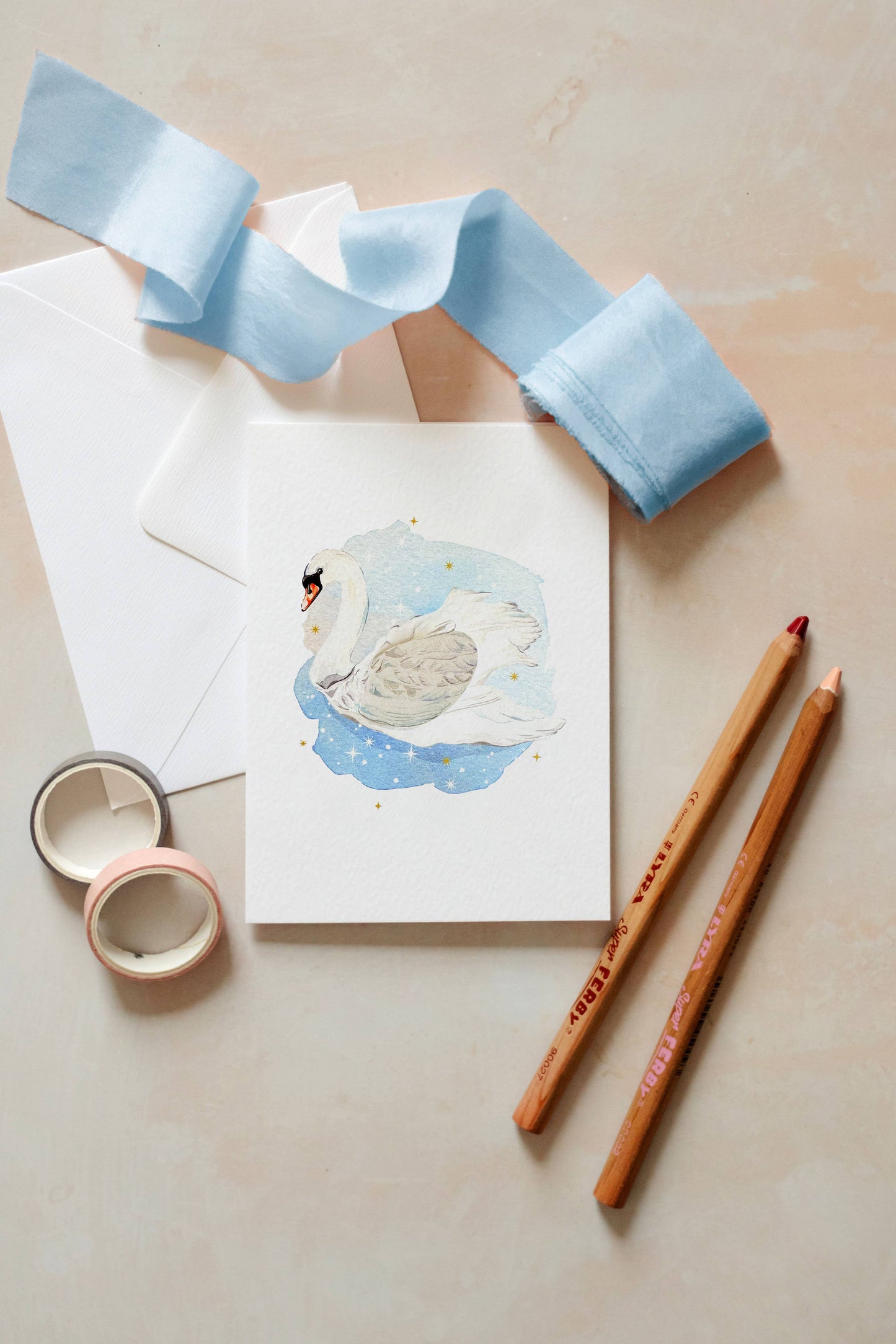 Swan Lake Pop Out Watercolour Greetings Card
