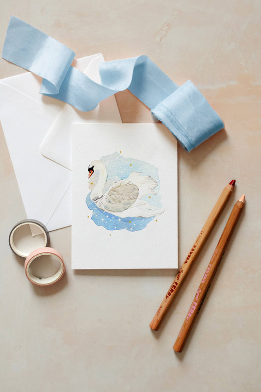 Swan Lake Pop Out Watercolour Greetings Card