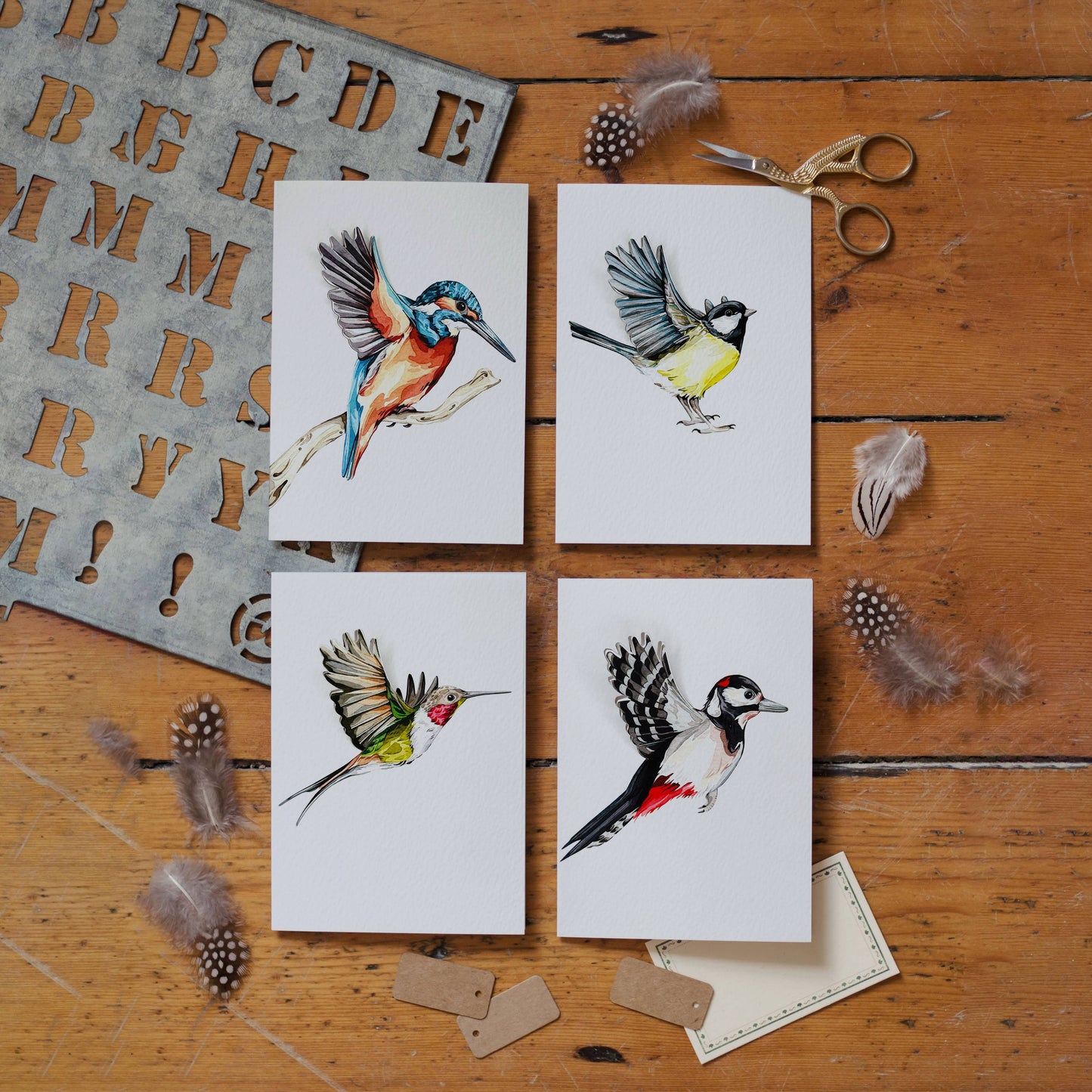 Hummingbird Pop Out Bird Watercolour Greetings Card