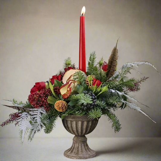 Christmas Candle Floral Arrangement