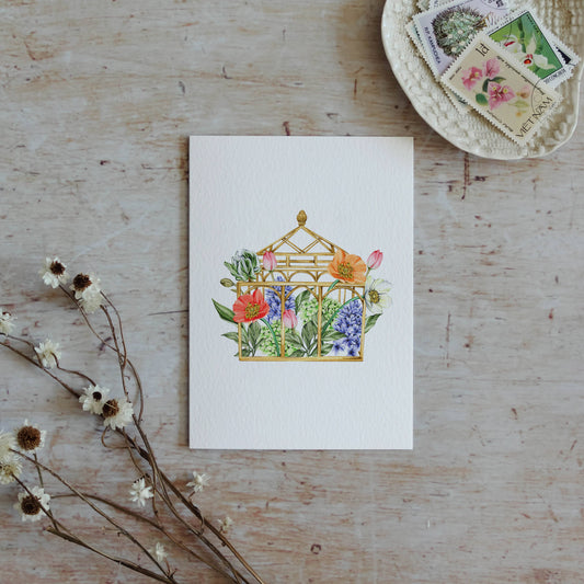 Floral Greenhouse Watercolour Sustainable Greeting Card