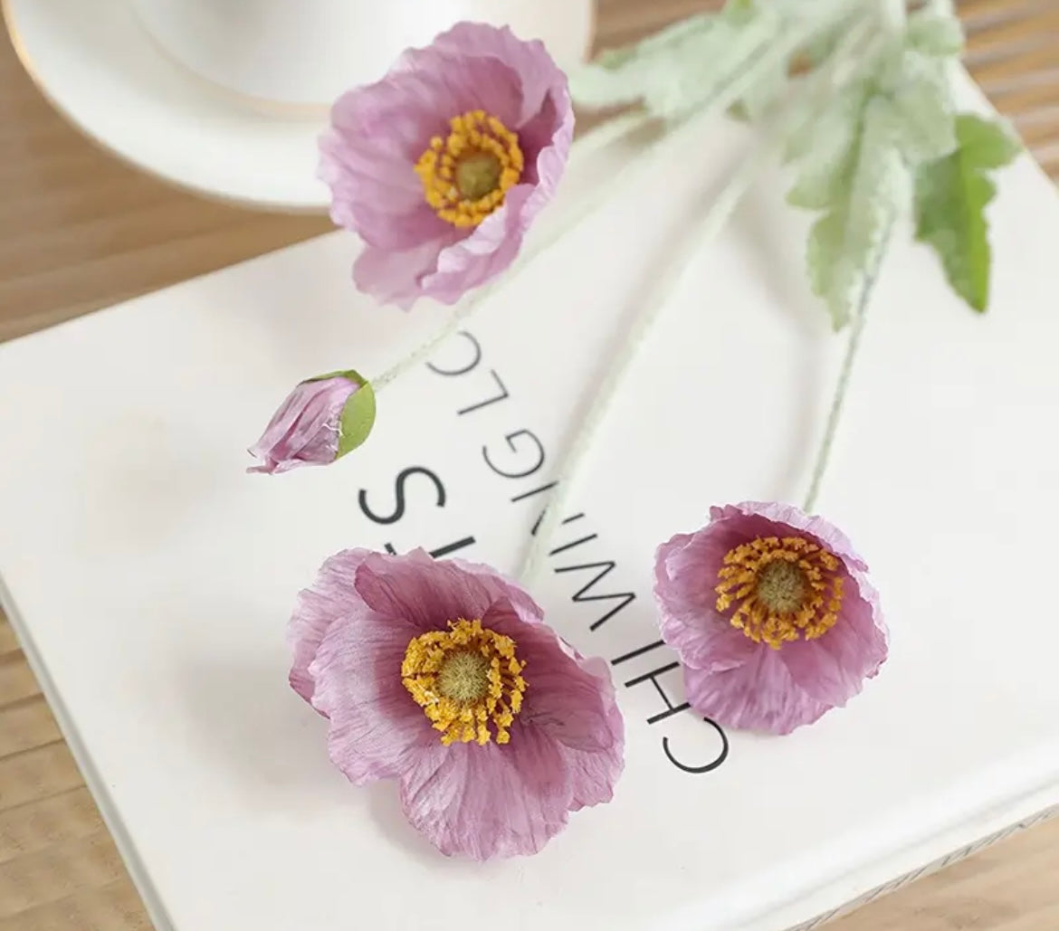 Faux Poppy Spray Stem