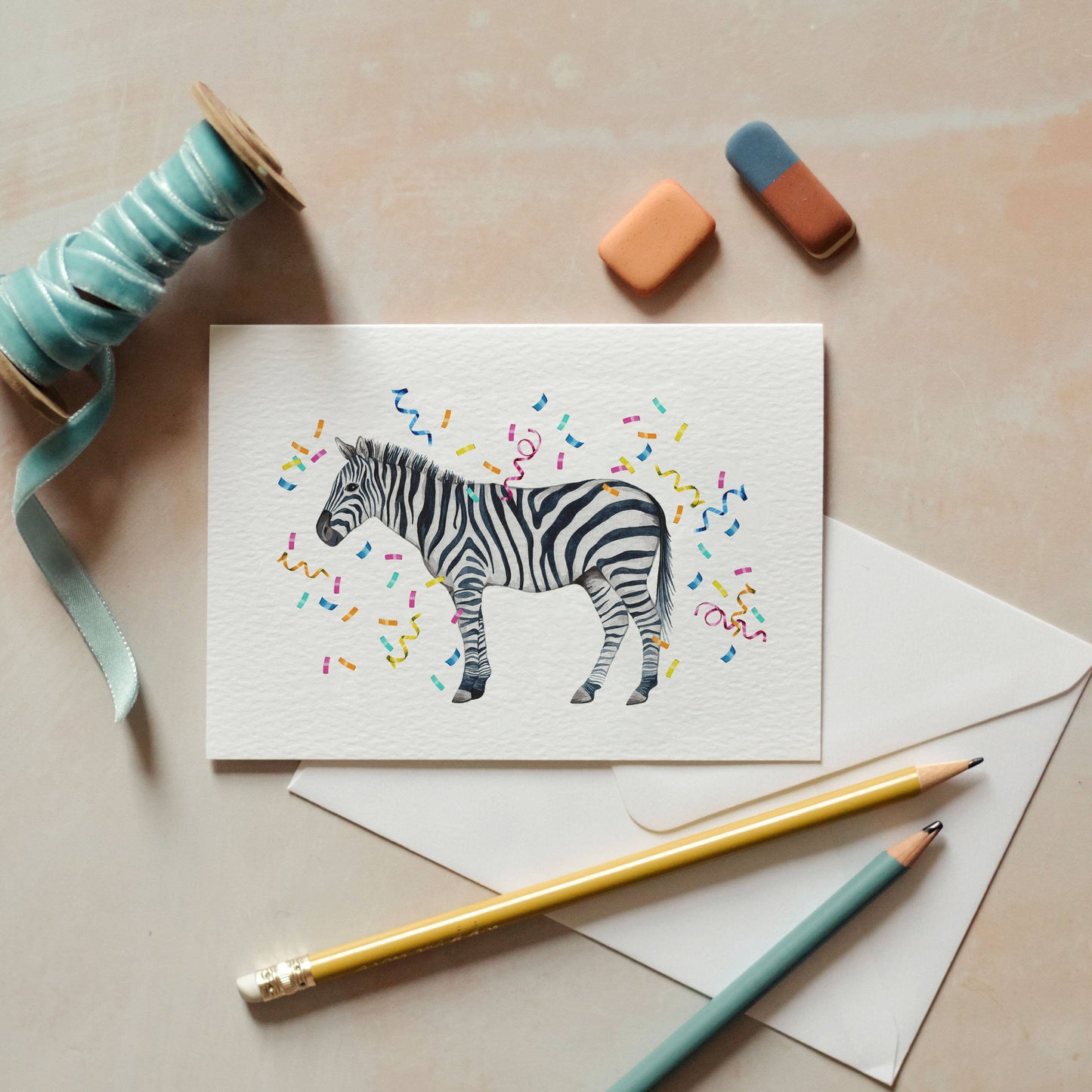 Zebra Watercolour Sustainable Greetings Card