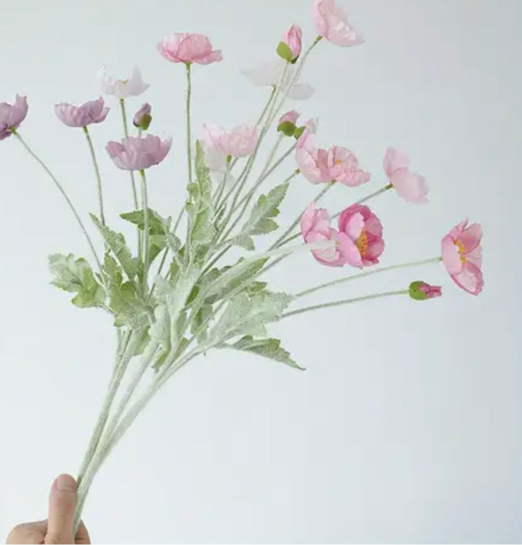 Faux Poppy Spray Stem