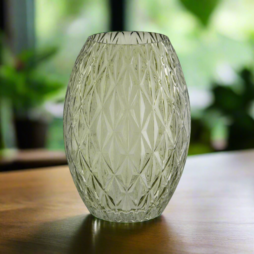 Green Patterened Glass Vase