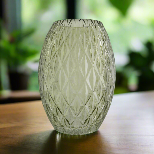 Green Patterened Glass Vase