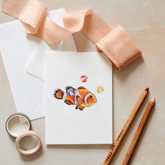 Clown Fish Watercolour Sustainable Greetings Card