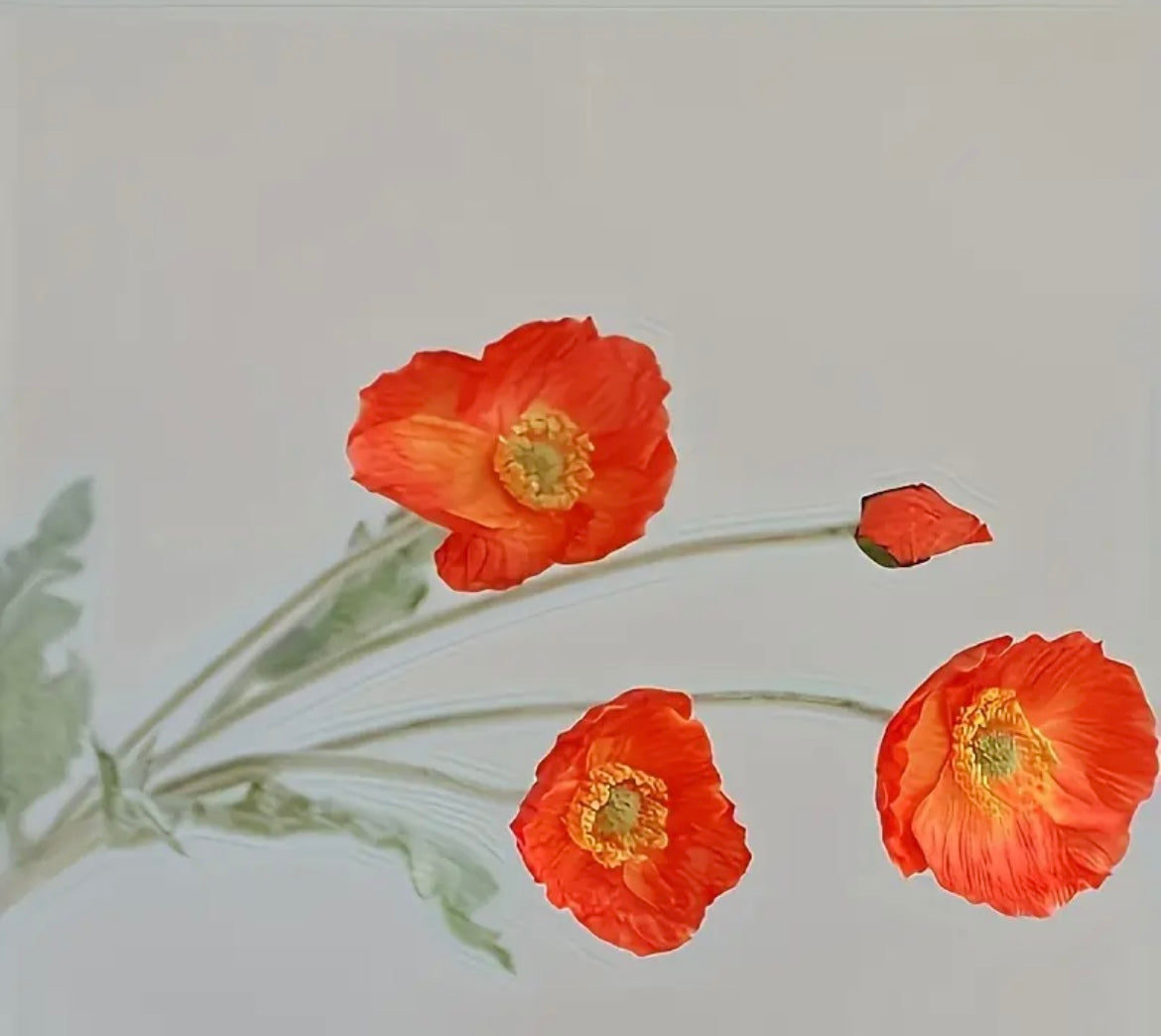 Faux Poppy Spray Stem