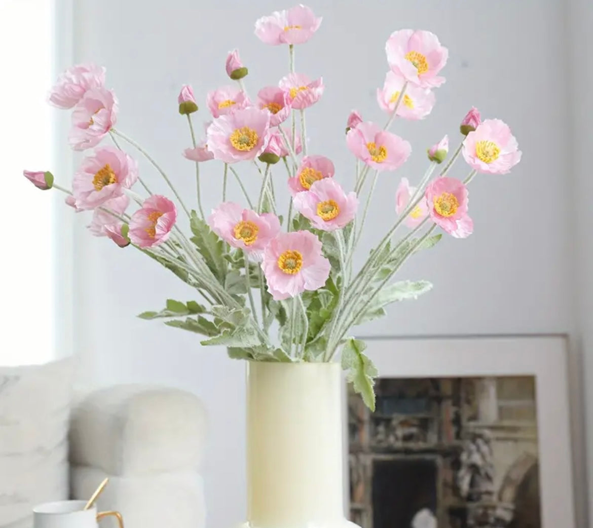Faux Poppy Spray Stem