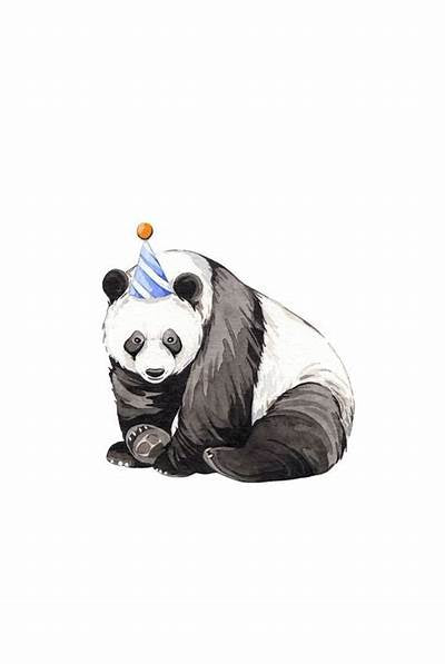 PartyHat Panda Birthday Watercolour Sustainable Greeting Card