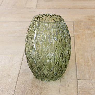 Green Patterened Glass Vase
