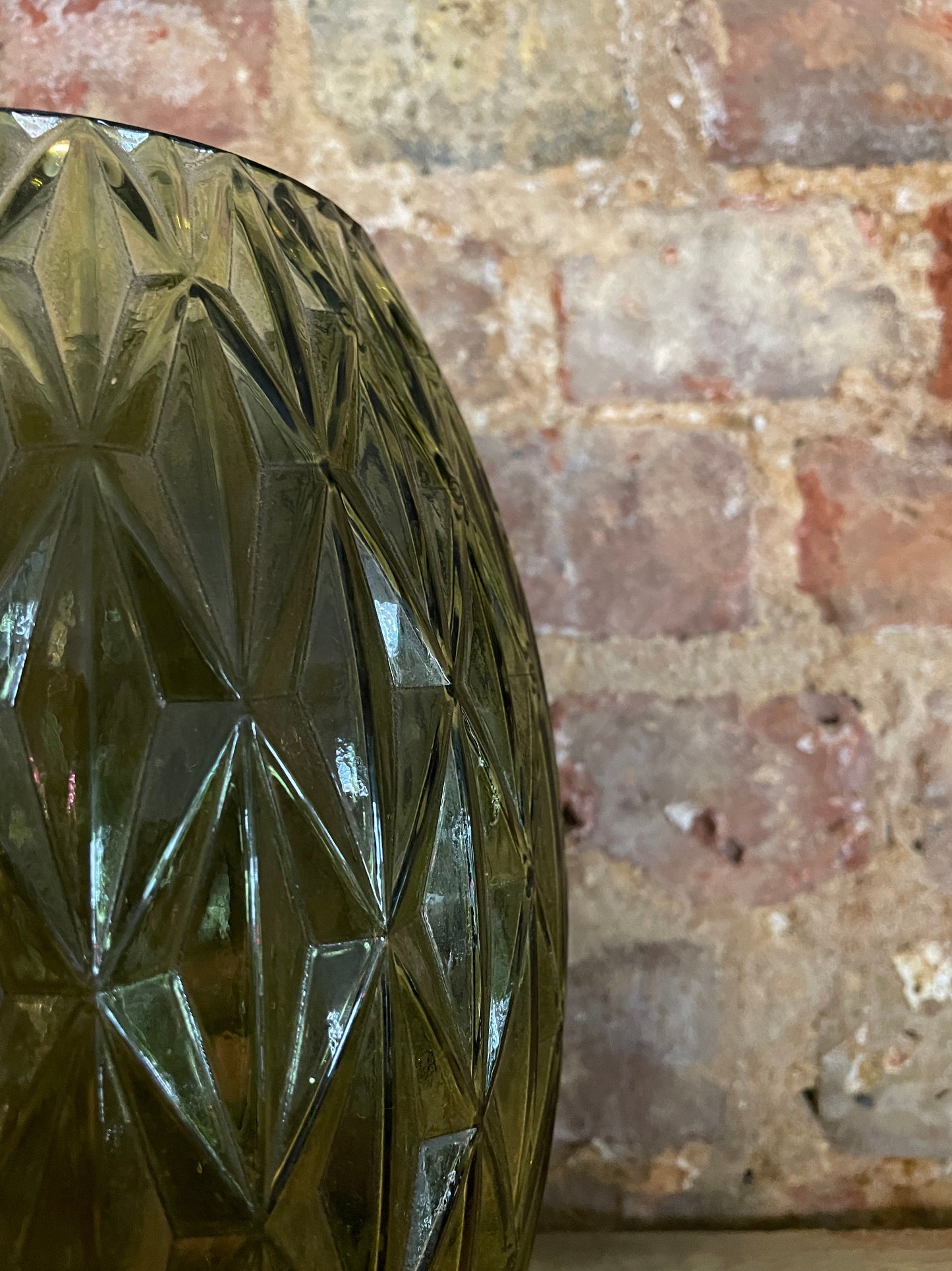 Green Patterened Glass Vase