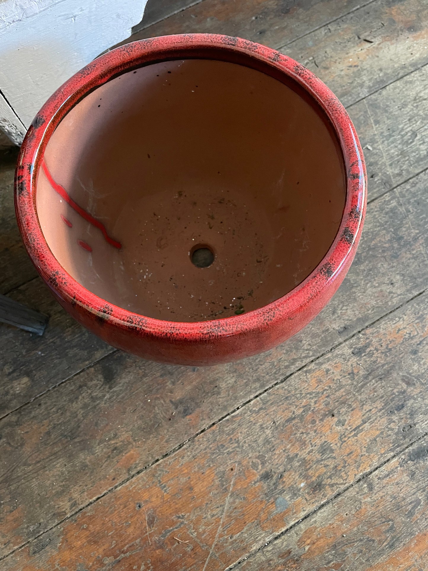 Deep Red Glazed Planter