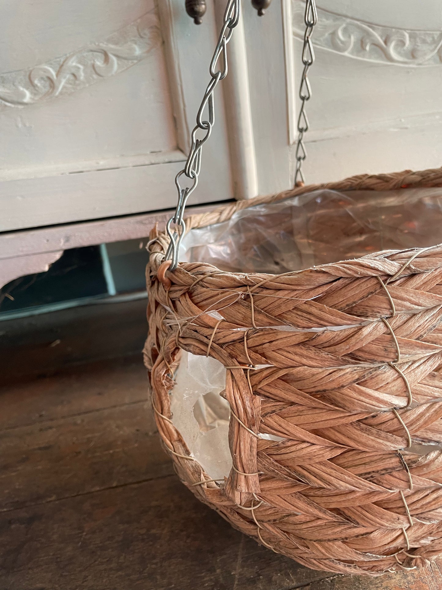 Wicker Lined Hanging Basket