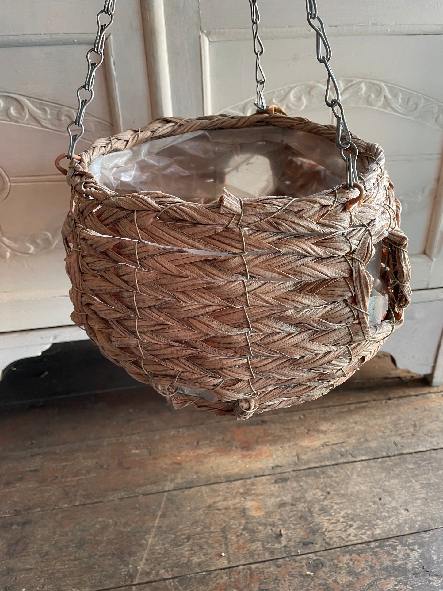 Wicker Lined Hanging Basket
