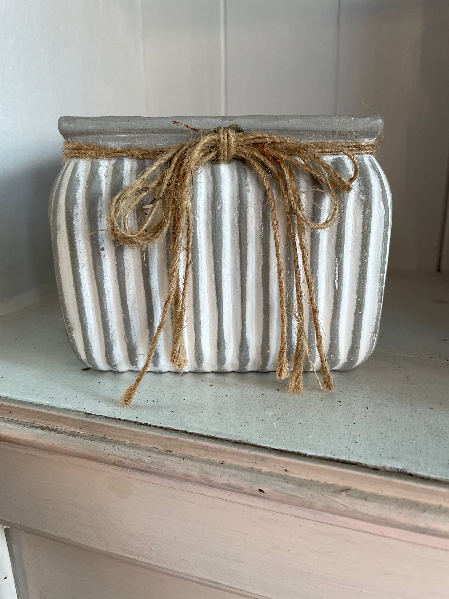 White Ribbed Planter