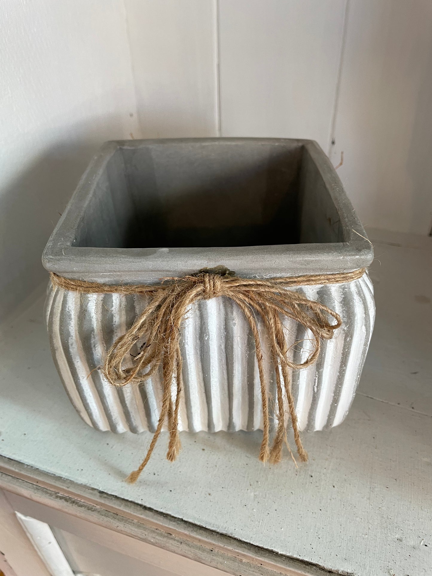 White Ribbed Planter