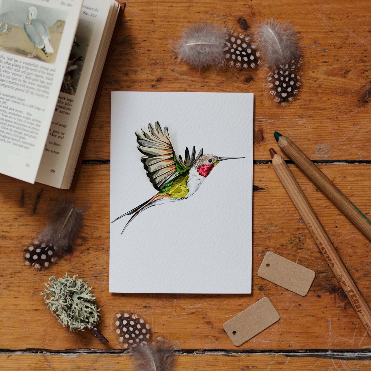 Hummingbird Pop Out Bird Watercolour Greetings Card