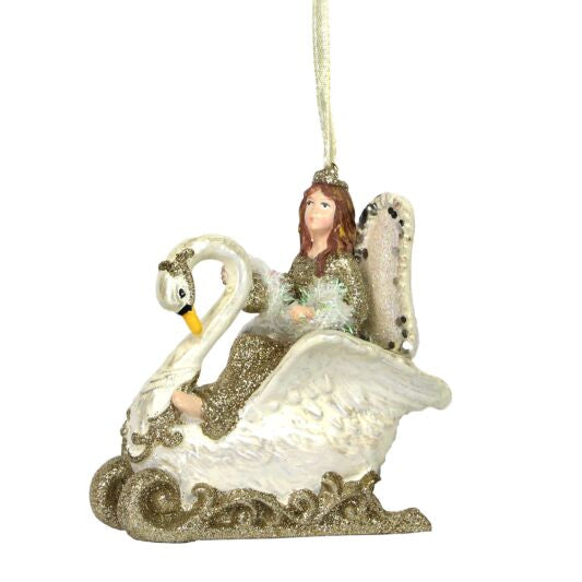 Fairy Swan Sleigh Bauble