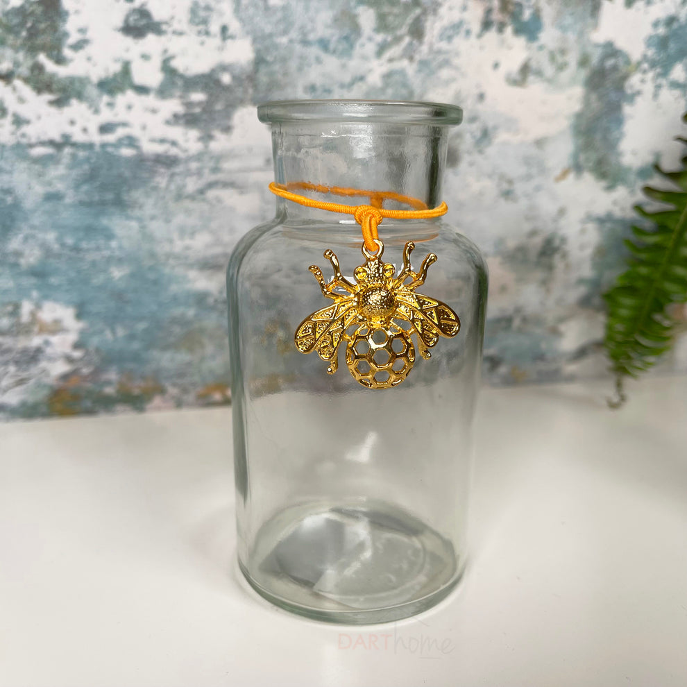 Gold Bee Charm Bottle Vase