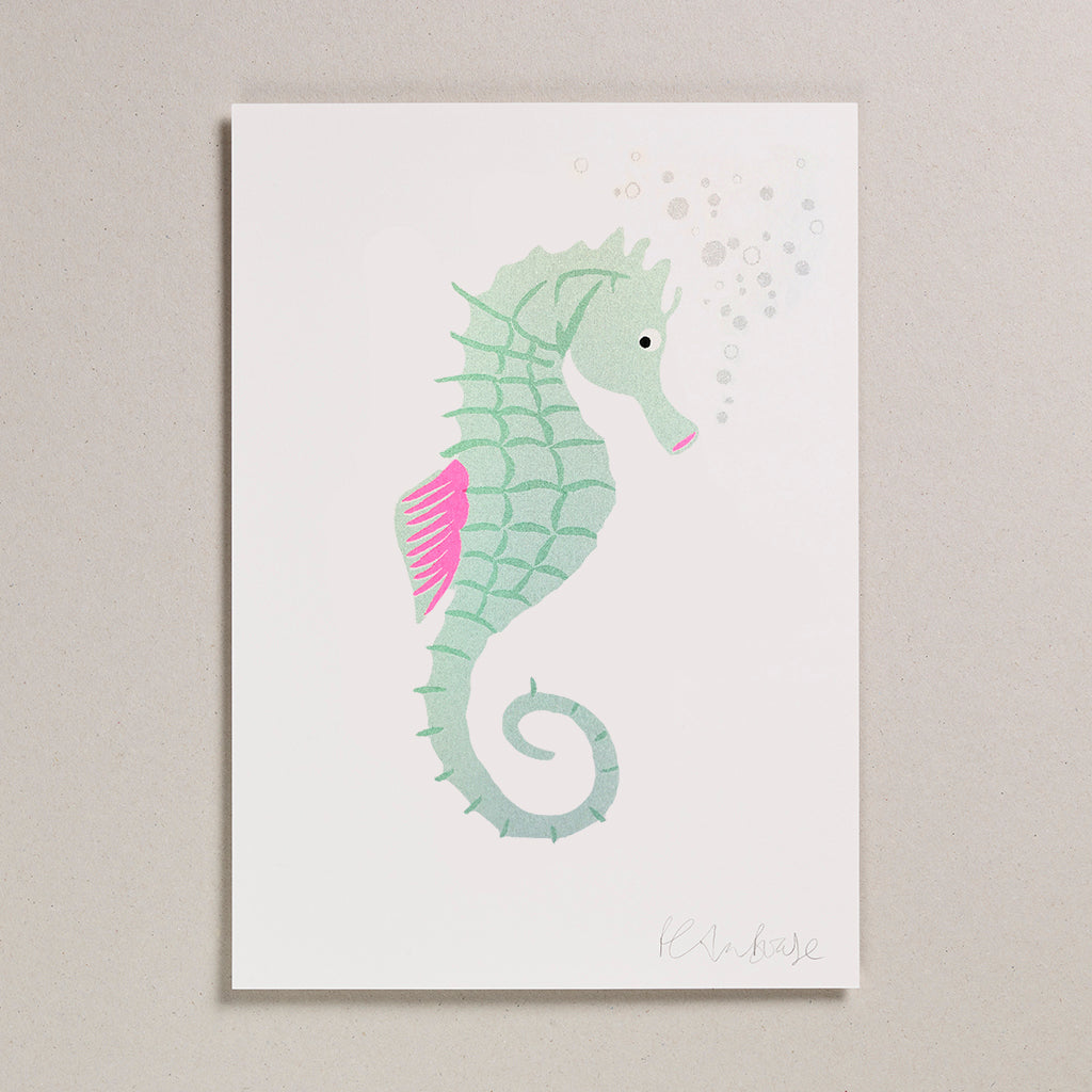 Seahorse Lithograph Print