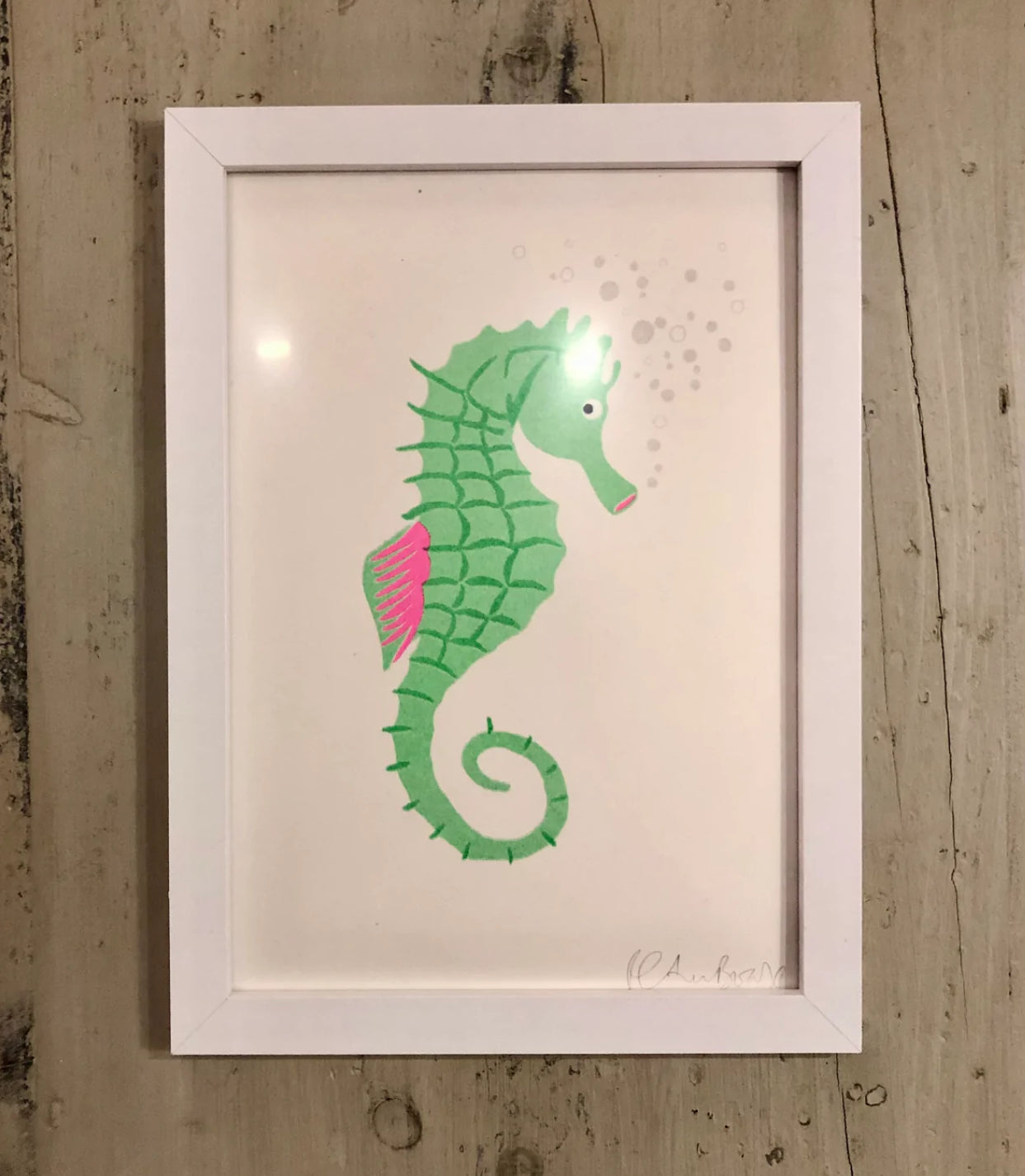Seahorse Lithograph Print
