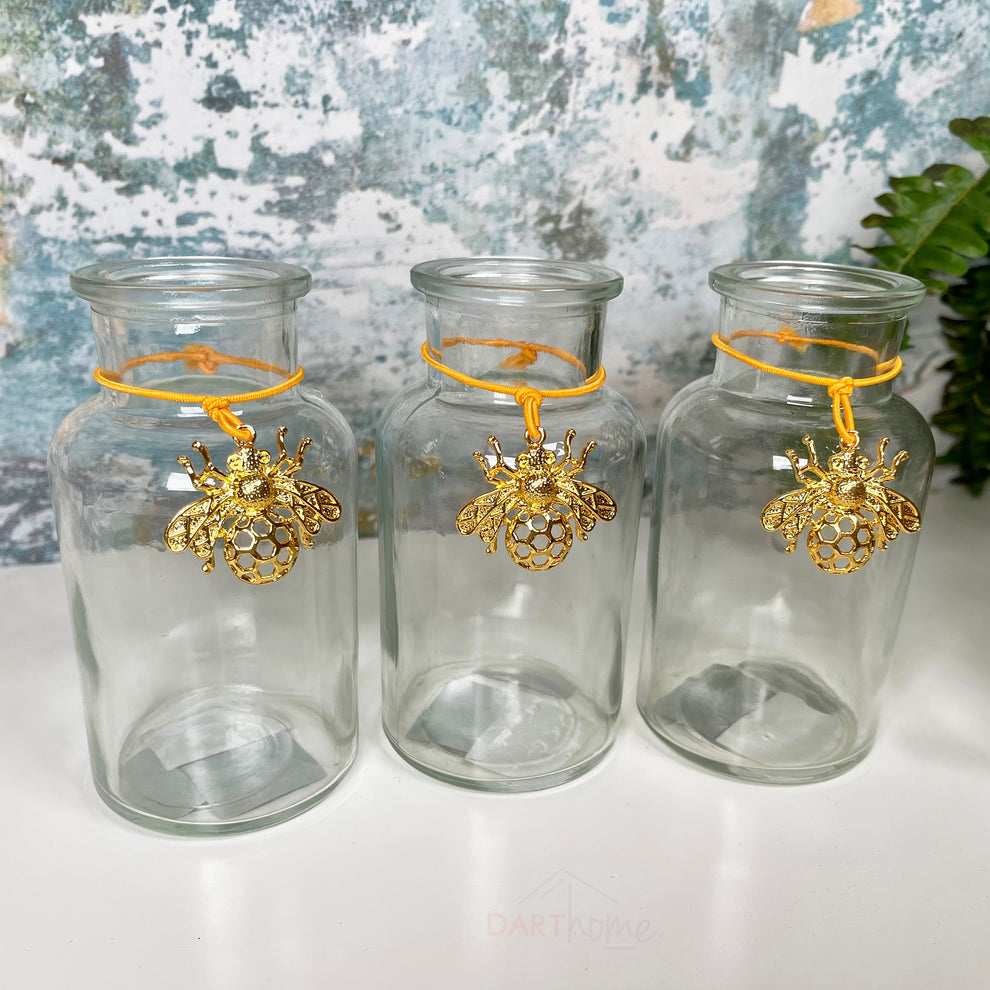 Gold Bee Charm Bottle Vase