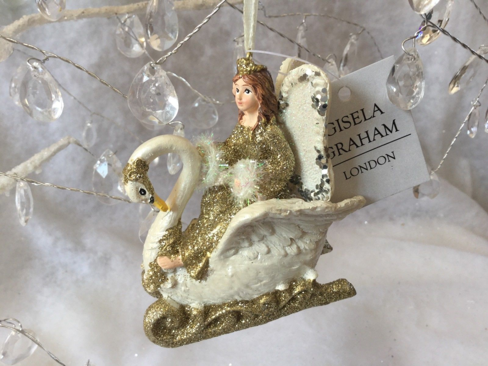 Fairy Swan Sleigh Bauble