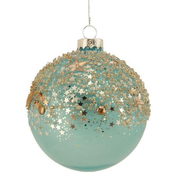 Aqua Gold Stars Bauble