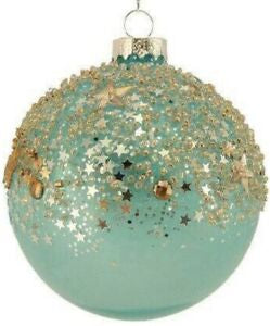 Aqua Gold Stars Bauble