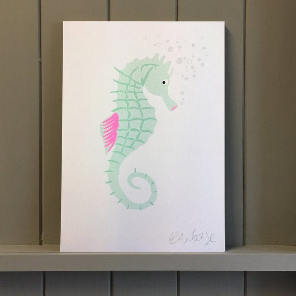 Seahorse Lithograph Print