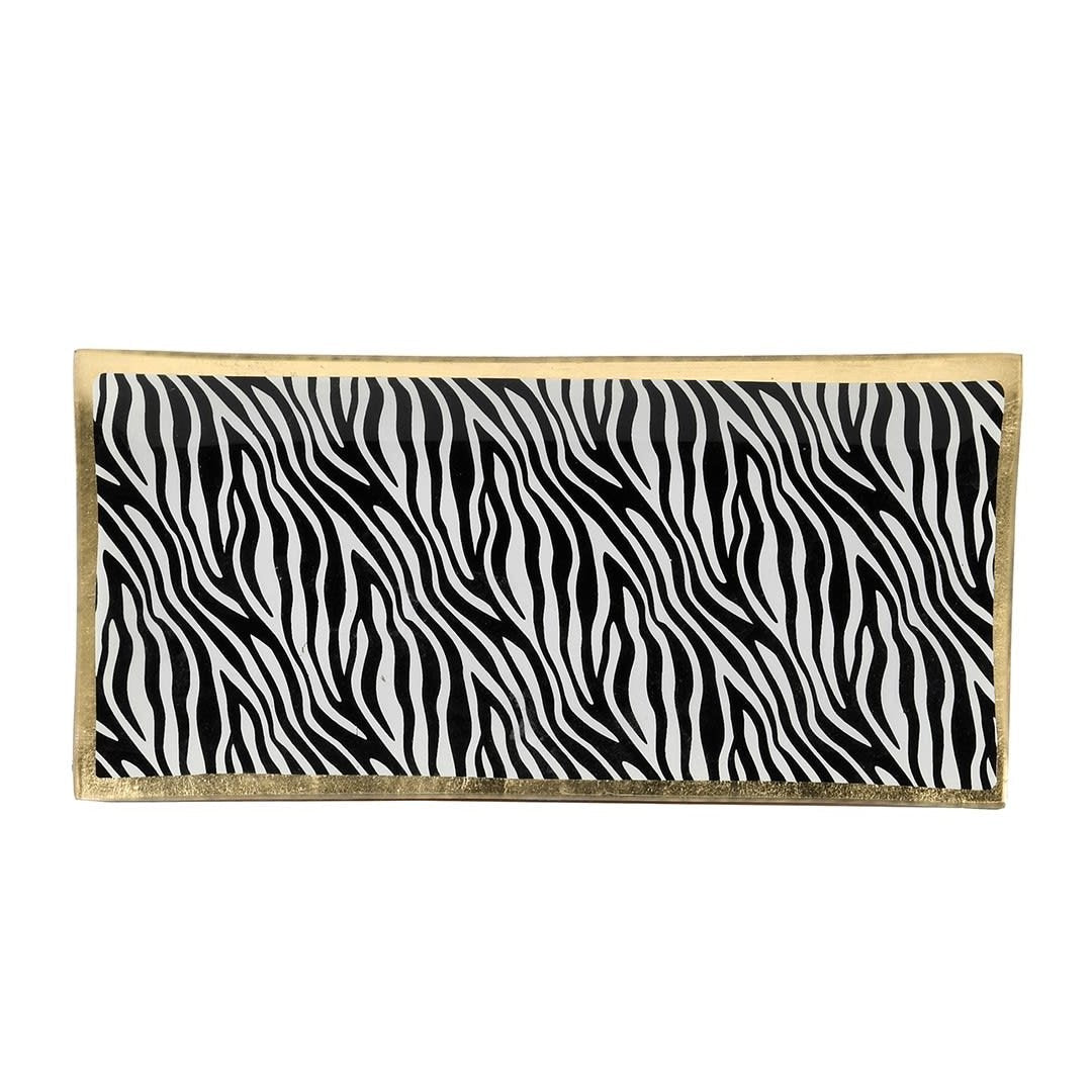 Zebra Print Glass Trinket Tray