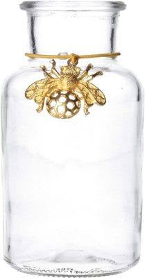 Gold Bee Charm Bottle Vase