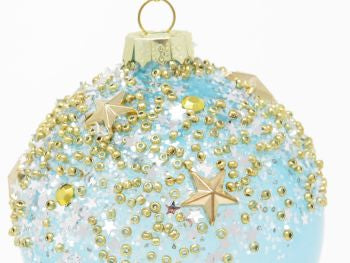 Aqua Gold Stars Bauble