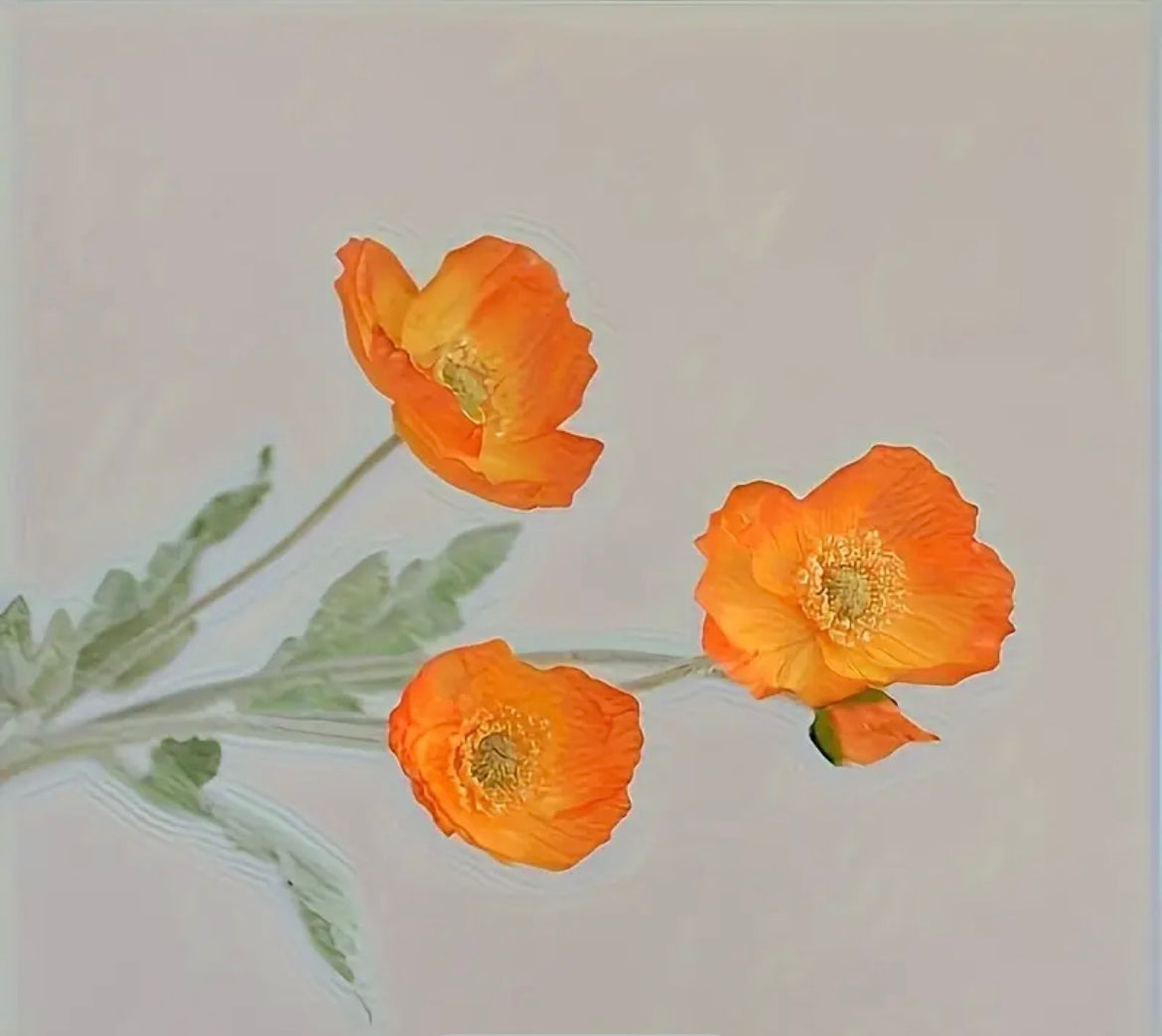 Faux Poppy Spray Stem