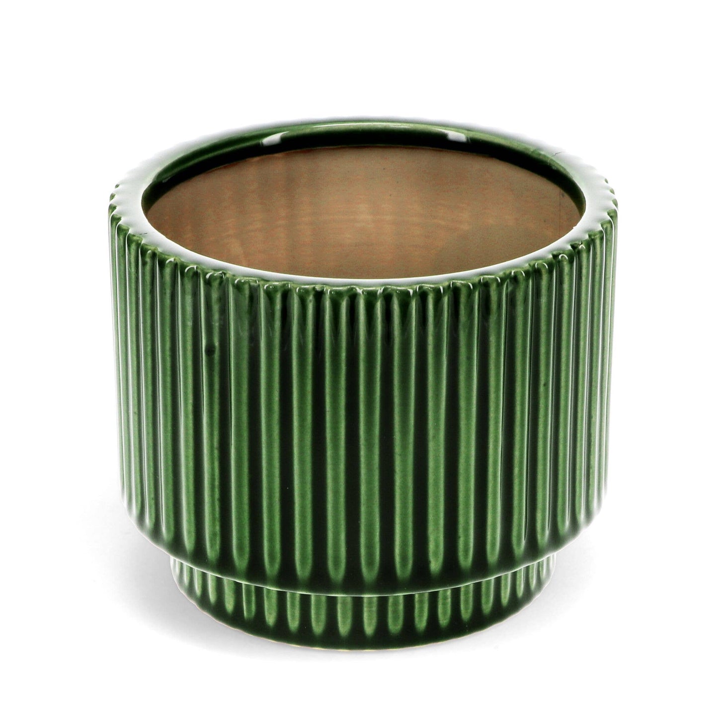 Ridged Plant Pot - Green