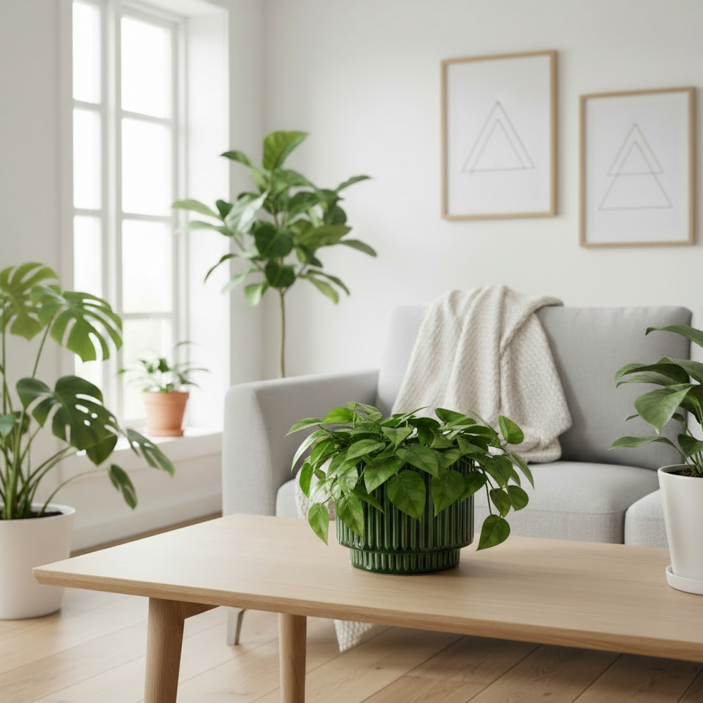 Ridged Plant Pot - Green