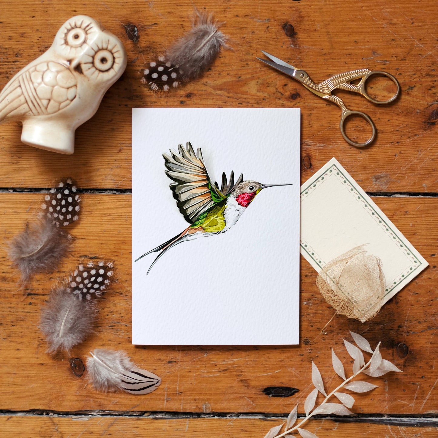 Hummingbird Pop Out Bird Watercolour Greetings Card