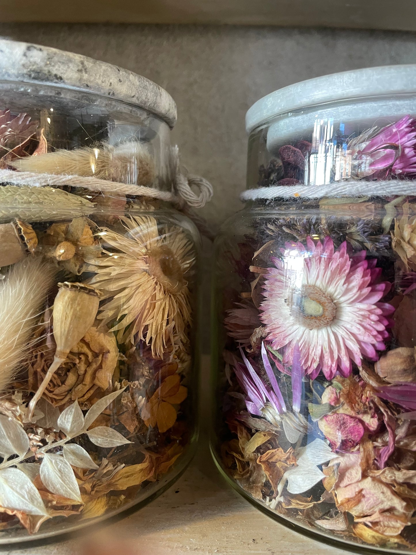 Pot Pourrii, Glass Jar with Granite Lid
