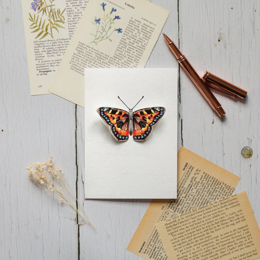 Tortoiseshell Pop Out Butterfly Watercolour Greetings Card