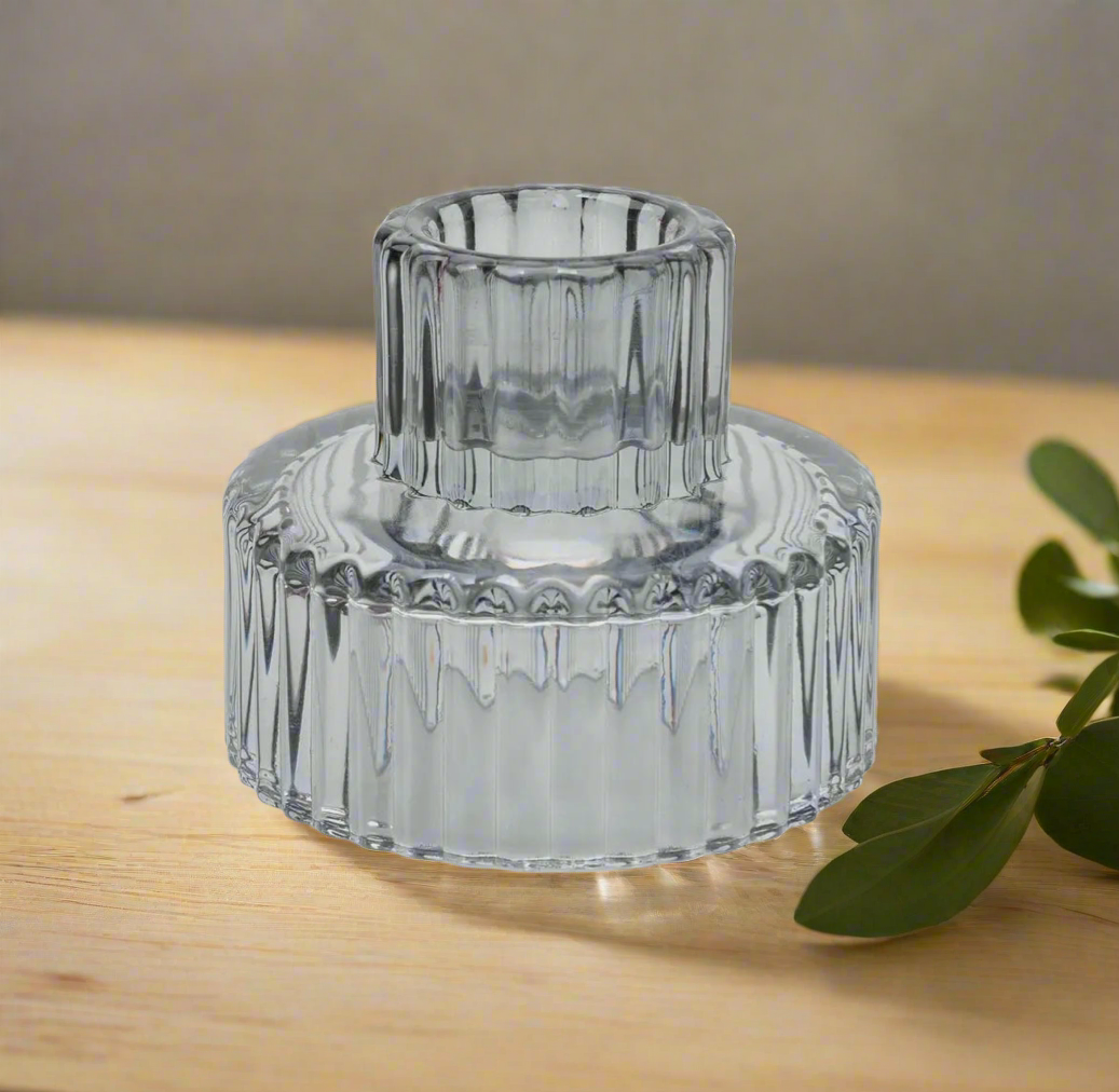 Double Sided Glass Candle Holder