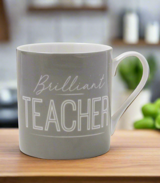 Grey `Teacher` Bone China Mug