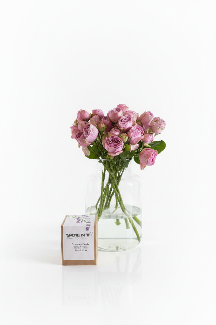 Scented Candle and Bouquet