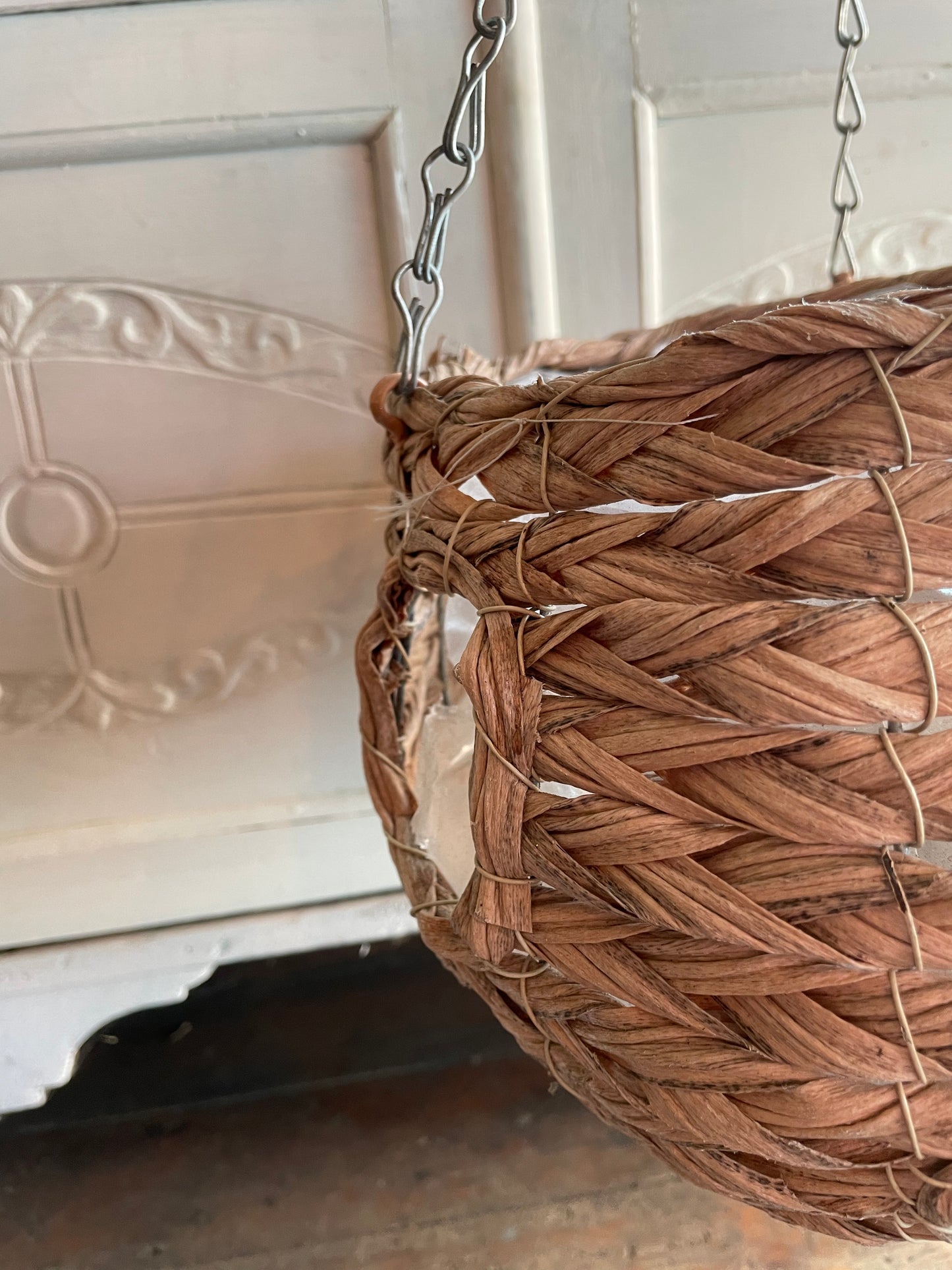 Wicker Lined Hanging Basket