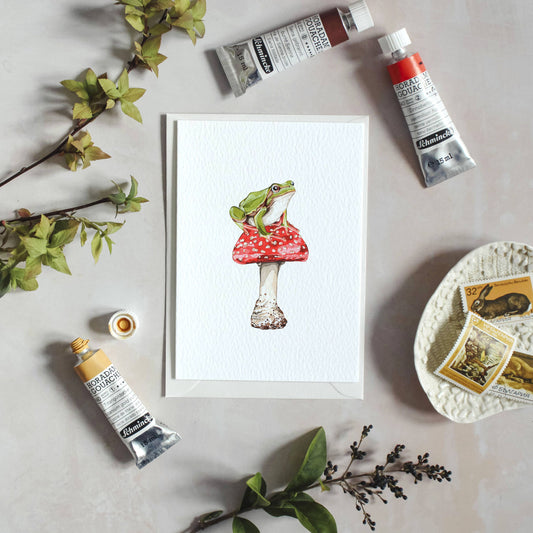 Garden Frog Watercolour Sustainable Greetings Card