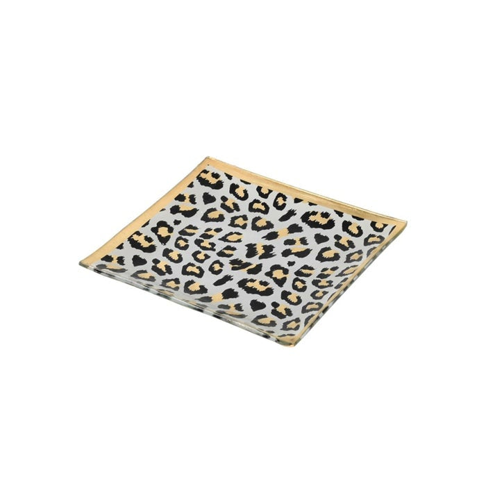 Leopard Print Glass Trinket Tray