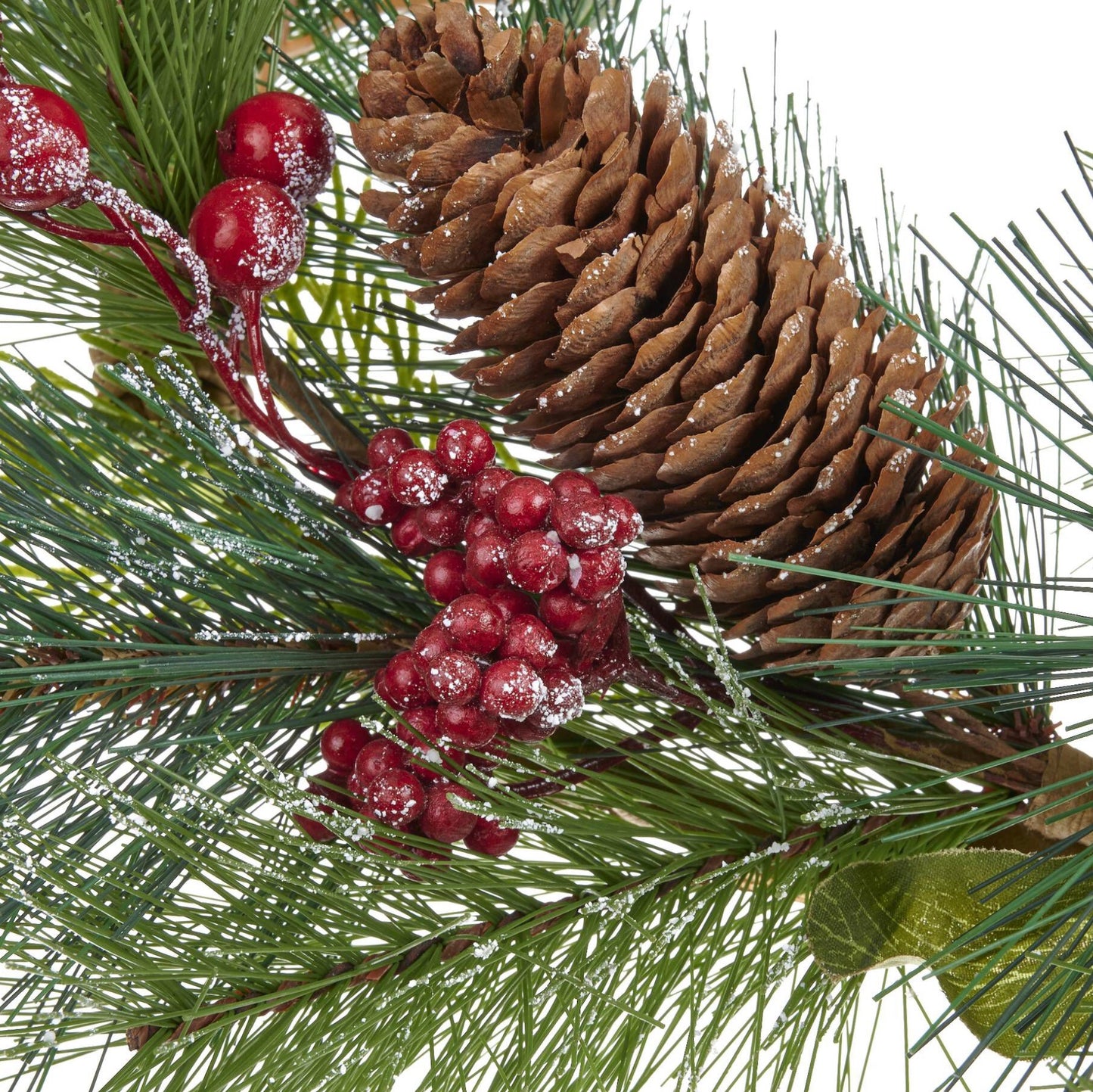 Faux Fir Cone and Red Berry Wreath