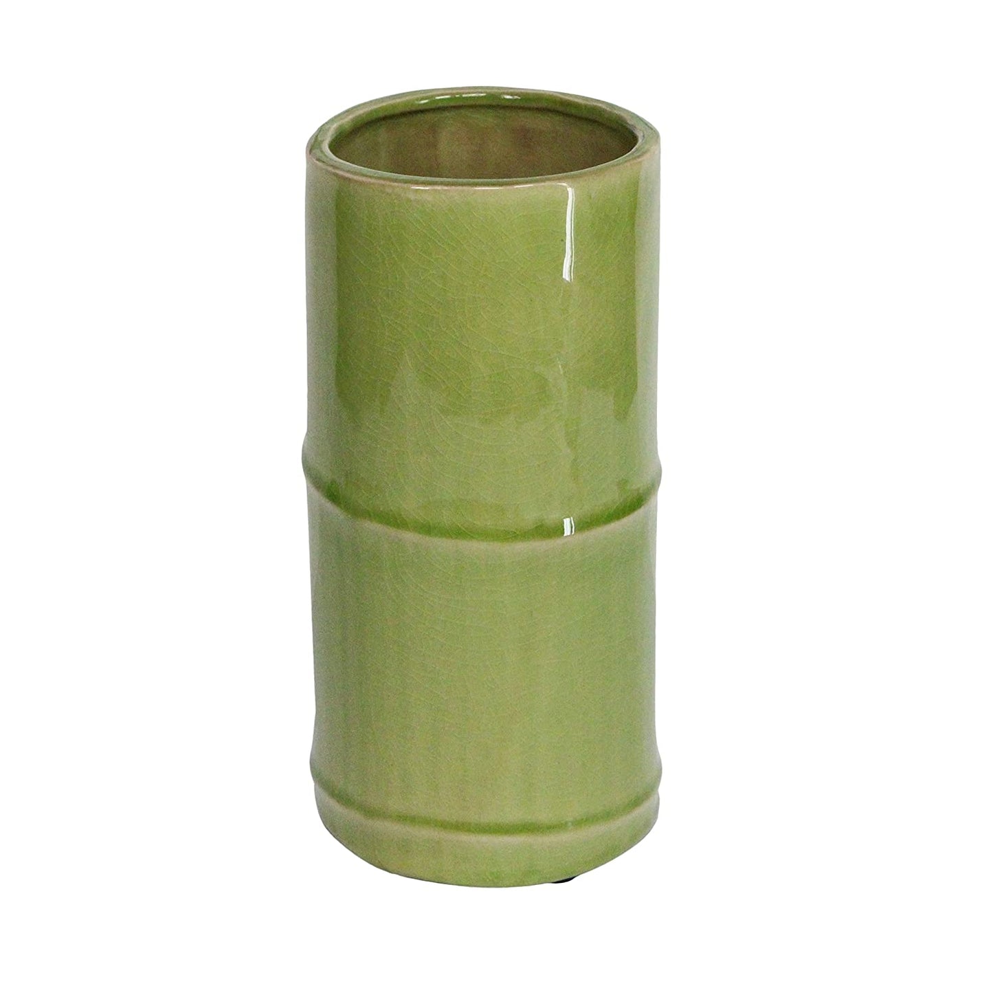 Glazed Ceramic Green Bamboo Vase