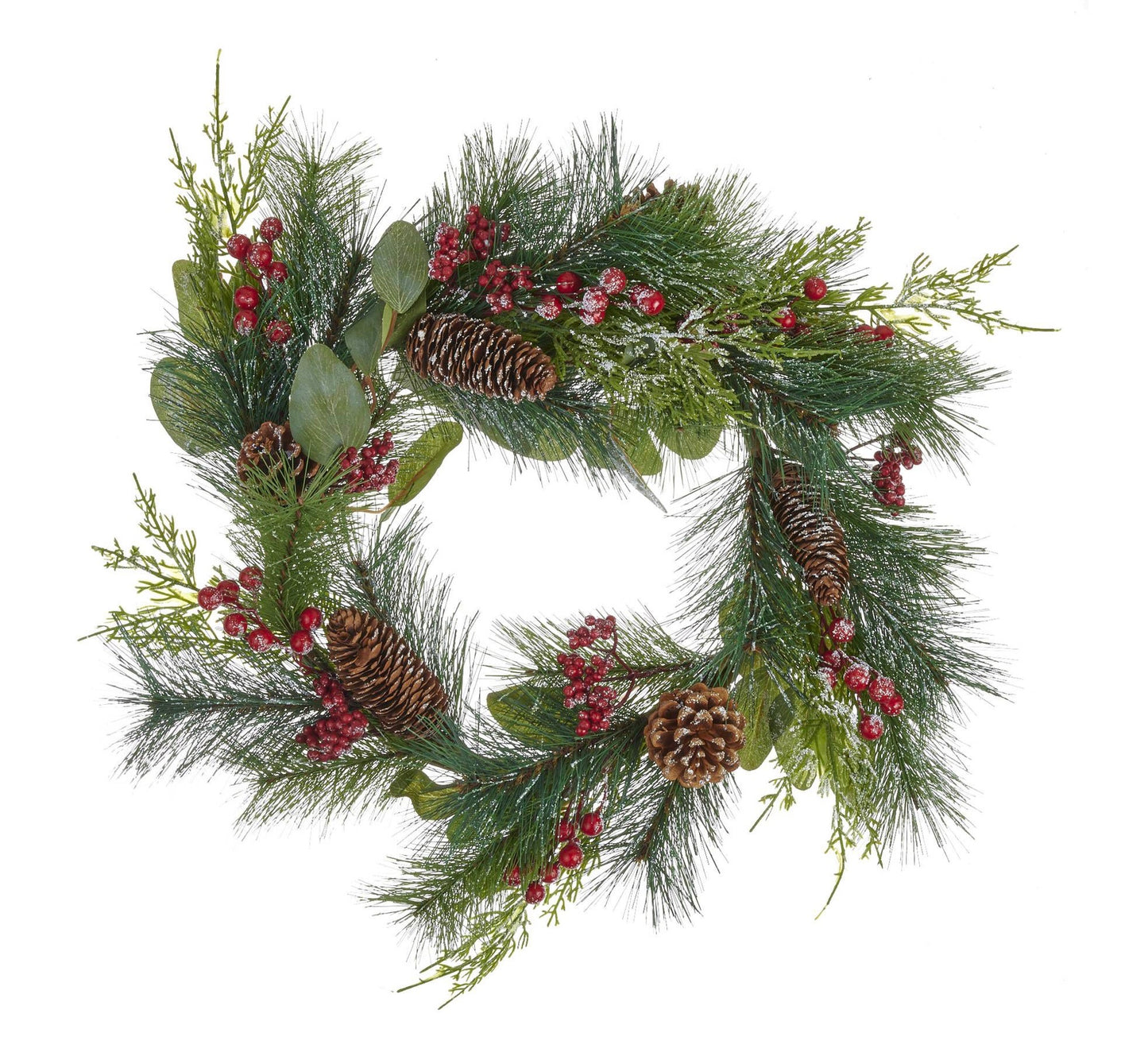 Faux Fir Cone and Red Berry Wreath