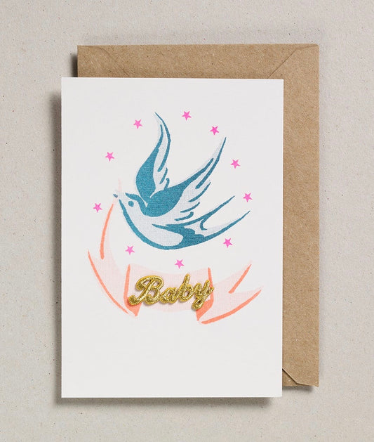 Baby Bird Embroidered Greeting Card